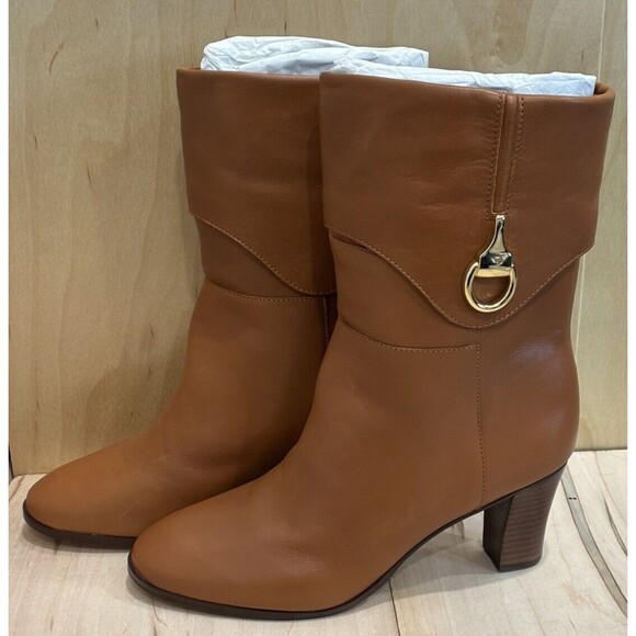 Arezzo Womens VIVIAN Brown Roasted Caramel Leather Round Toe Casual Booties 7.5M - Picture 1 of 7